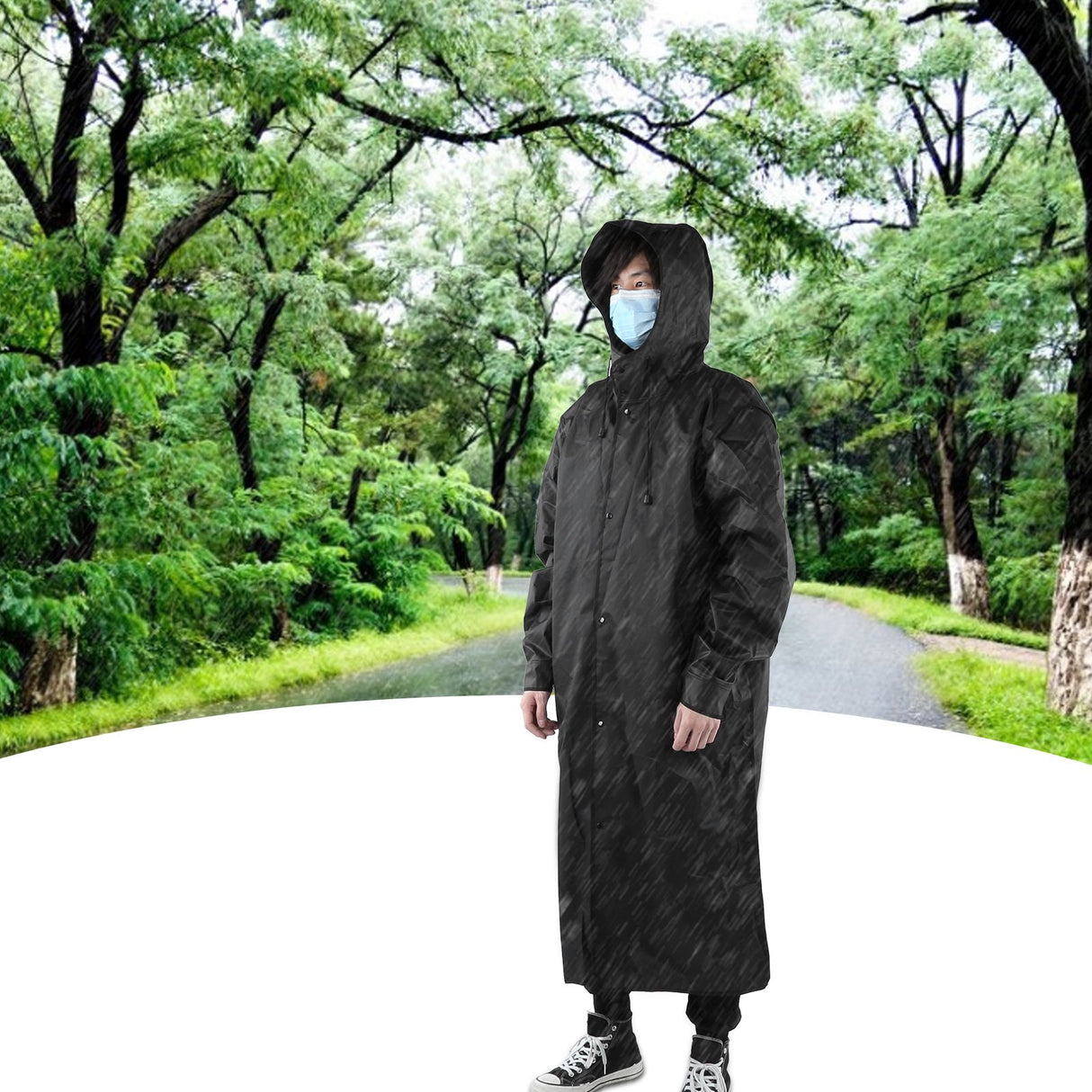 Hooded Raincoat Portable EVA Waterproof Outdoor Rainwear for Camping Hiking RidingXL