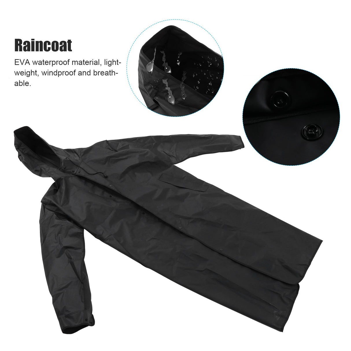 Hooded Raincoat Portable EVA Waterproof Outdoor Rainwear for Camping Hiking RidingXL