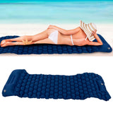 Camping Sleeping Pad Mat Foot Press Inflatable Cushion Mattress for Tent Hiking TravelPurplish Blue - Extra Image