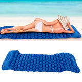 Camping Sleeping Pad Mat Foot Press Inflatable Cushion Mattress for Tent Hiking TravelRoyalblue - Extra Image