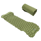 Camping Sleeping Pad Mat Foot Press Inflatable Cushion Mattress for Tent Hiking TravelMilitary Green