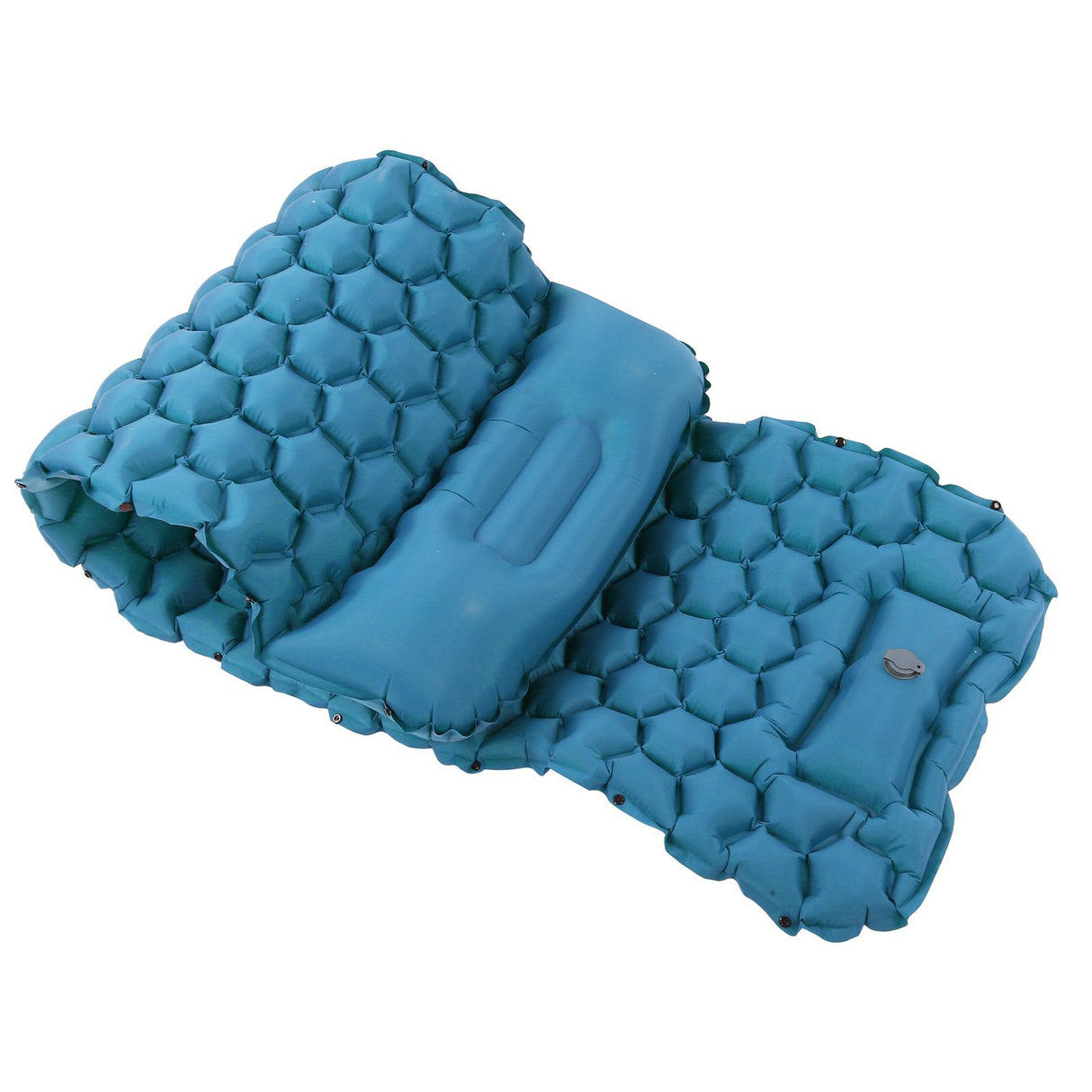 Camping Sleeping Pad Mat Foot Press Inflatable Cushion Mattress for Tent Hiking TravelPeacock Blue
