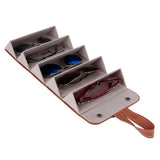 5‑Slot Travel Sunglasses Organizer Eyeglasses Storage Case Box Hanging Glasses Holder DisplayBrown