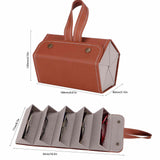 5‑Slot Travel Sunglasses Organizer Eyeglasses Storage Case Box Hanging Glasses Holder DisplayBrown