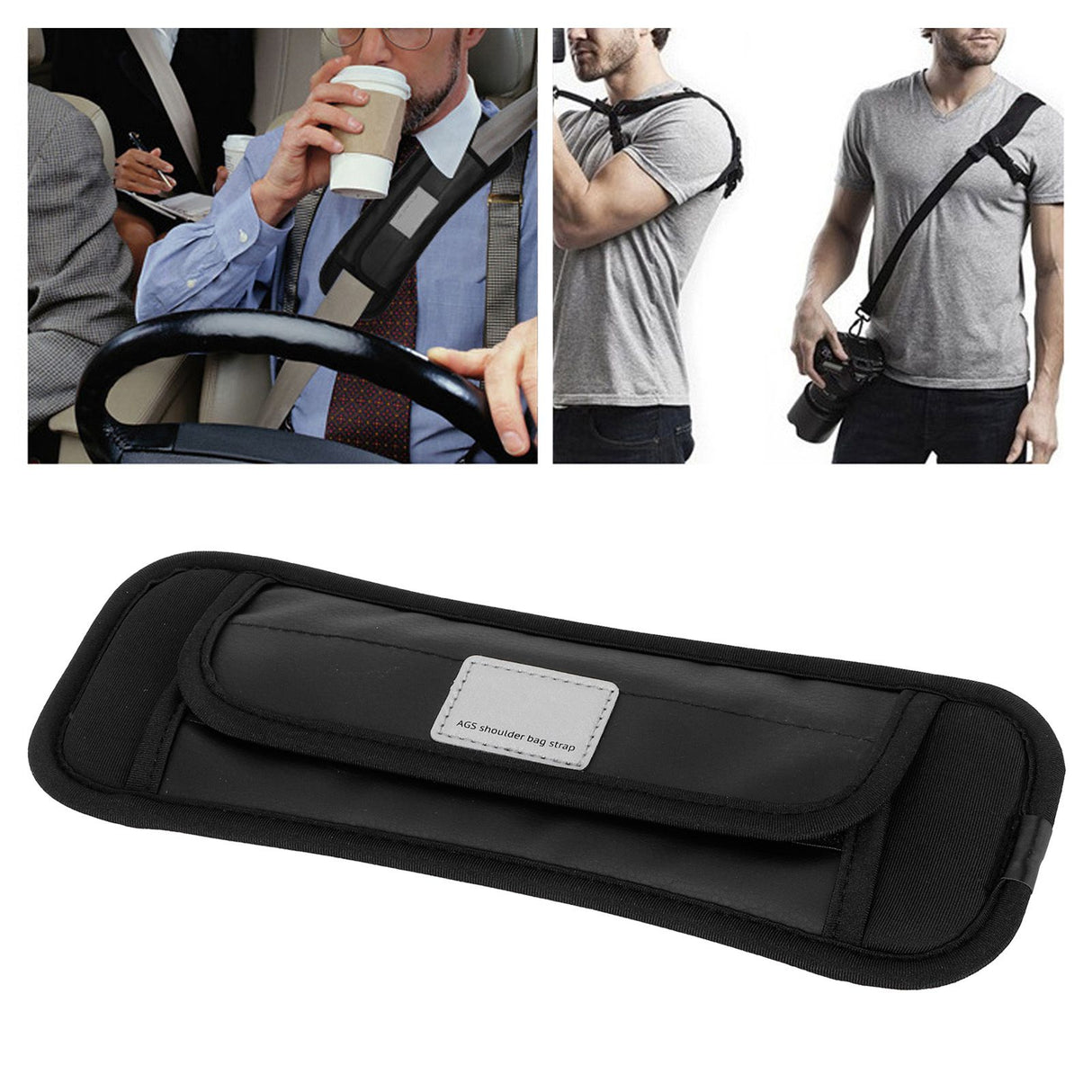 Shoulder Strap Pads Non Slip Guitar Strap Decompression Cushion for Backpack Sport Bag Black(L )