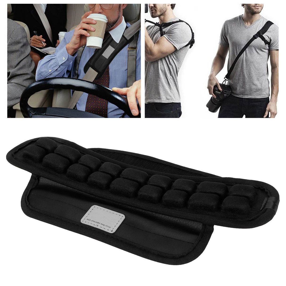 Shoulder Strap Pads Non Slip Guitar Strap Decompression Cushion for Backpack Sport Bag Black(S )