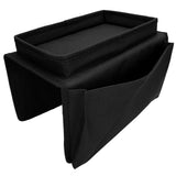 4 Pockets Sofa Armrest TV Remote Control Organizer Armchair Couch Bag with Cup Holder TrayBlack - Front View