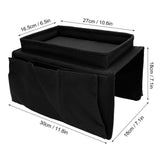 4 Pockets Sofa Armrest TV Remote Control Organizer Armchair Couch Bag with Cup Holder TrayBlack