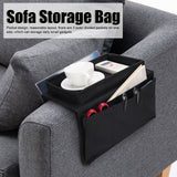4 Pockets Sofa Armrest TV Remote Control Organizer Armchair Couch Bag with Cup Holder TrayBlack