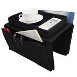 4 Pockets Sofa Armrest TV Remote Control Organizer Armchair Couch Bag with Cup Holder TrayBlack - Extra Image