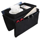 4 Pockets Sofa Armrest TV Remote Control Organizer Armchair Couch Bag with Cup Holder TrayBlack - Extra Image