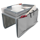 4 Pockets Sofa Armrest TV Remote Control Organizer Armchair Couch Bag with Cup Holder TrayGray
