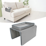 4 Pockets Sofa Armrest TV Remote Control Organizer Armchair Couch Bag with Cup Holder TrayGray