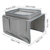 4 Pockets Sofa Armrest TV Remote Control Organizer Armchair Couch Bag with Cup Holder TrayGray - Extra Image