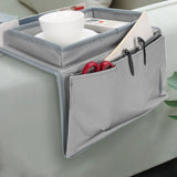 4 Pockets Sofa Armrest TV Remote Control Organizer Armchair Couch Bag with Cup Holder TrayGray - Extra Image