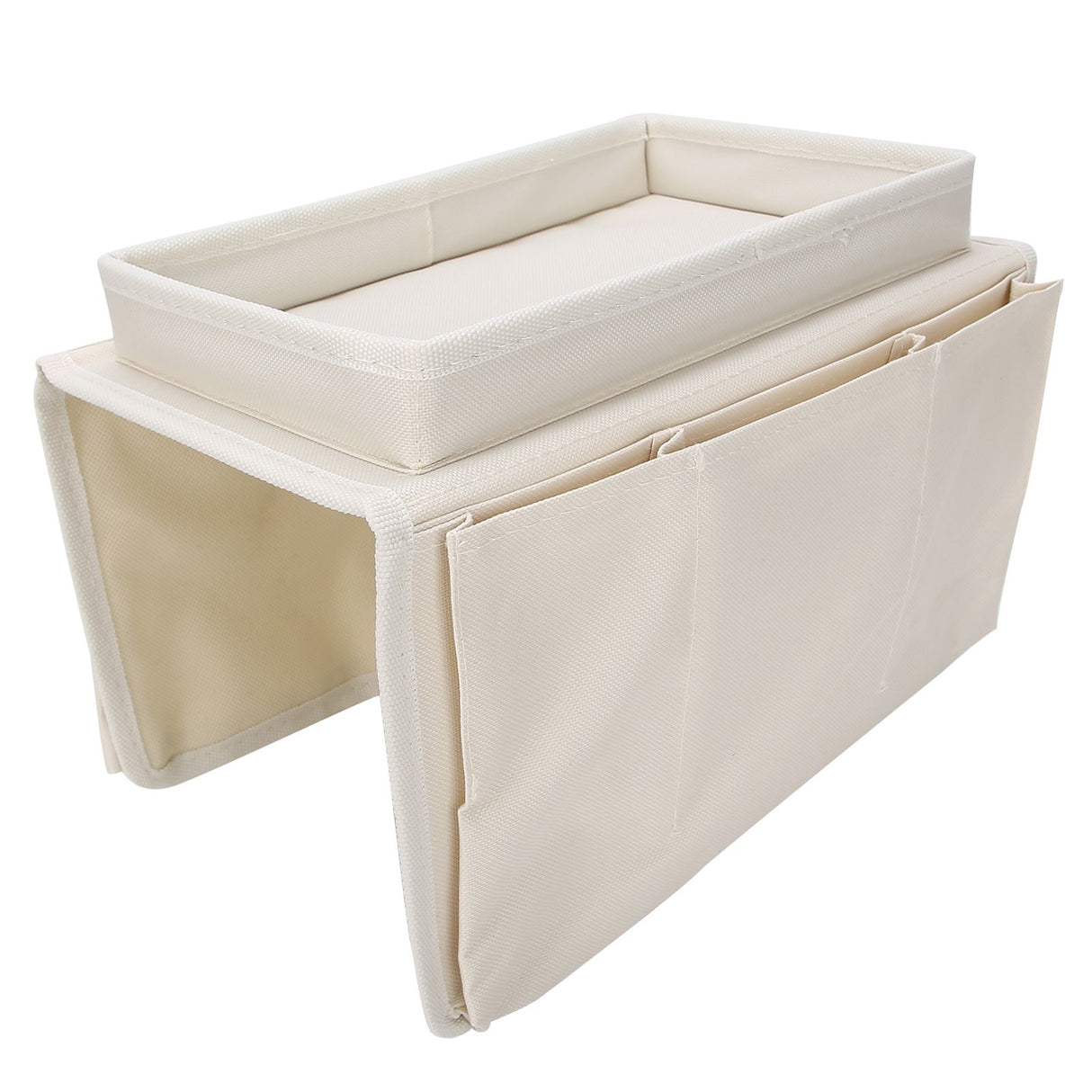 4 Pockets Sofa Armrest TV Remote Control Organizer Armchair Couch Bag with Cup Holder TrayBeige