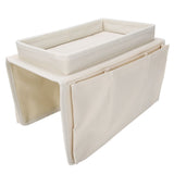 4 Pockets Sofa Armrest TV Remote Control Organizer Armchair Couch Bag with Cup Holder TrayBeige