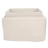 4 Pockets Sofa Armrest TV Remote Control Organizer Armchair Couch Bag with Cup Holder TrayBeige - Rear View