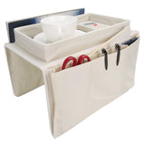 4 Pockets Sofa Armrest TV Remote Control Organizer Armchair Couch Bag with Cup Holder TrayBeige - Low Angle