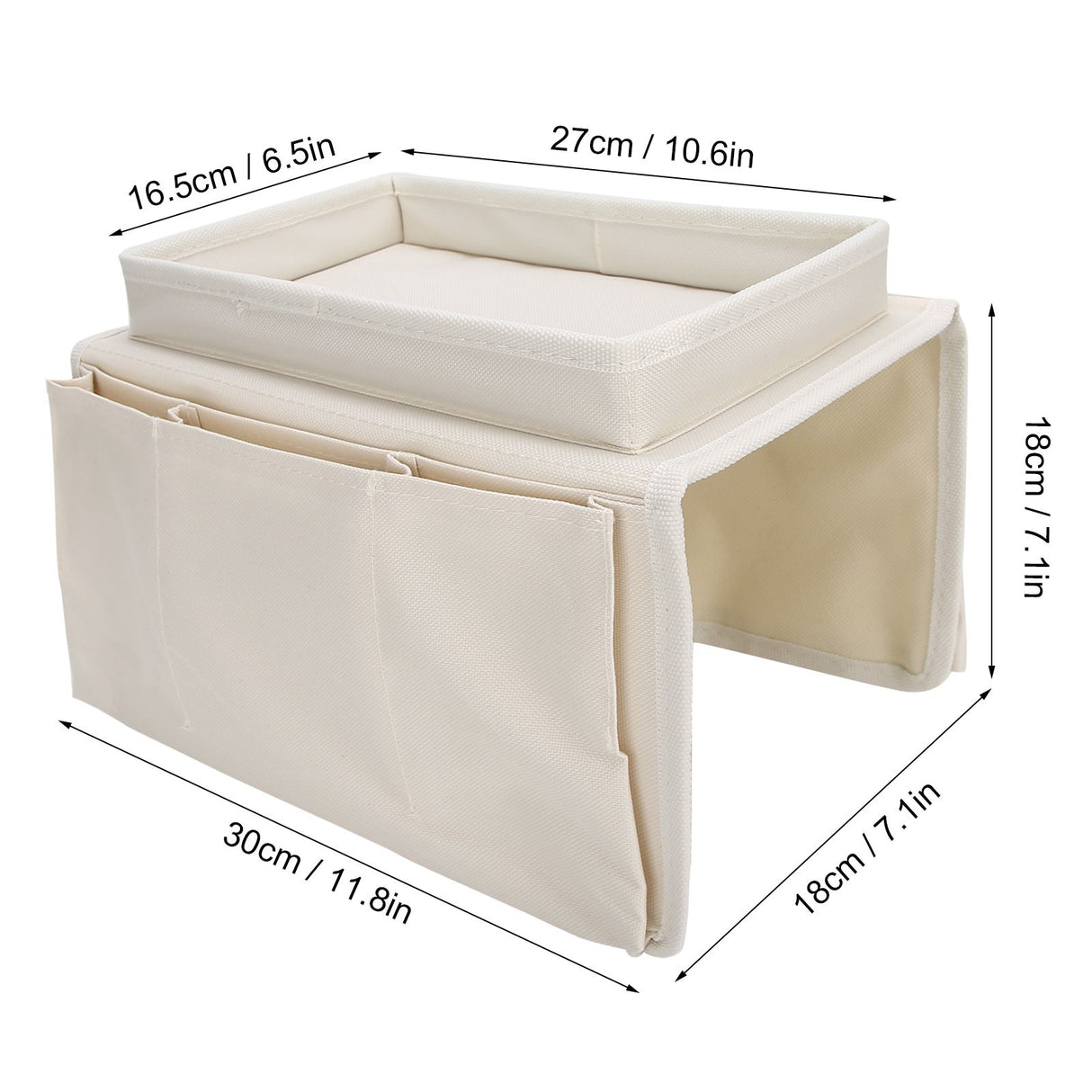 4 Pockets Sofa Armrest TV Remote Control Organizer Armchair Couch Bag with Cup Holder TrayBeige