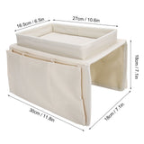 4 Pockets Sofa Armrest TV Remote Control Organizer Armchair Couch Bag with Cup Holder TrayBeige