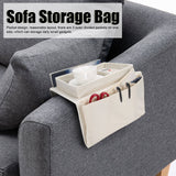 4 Pockets Sofa Armrest TV Remote Control Organizer Armchair Couch Bag with Cup Holder TrayBeige - Extra Image
