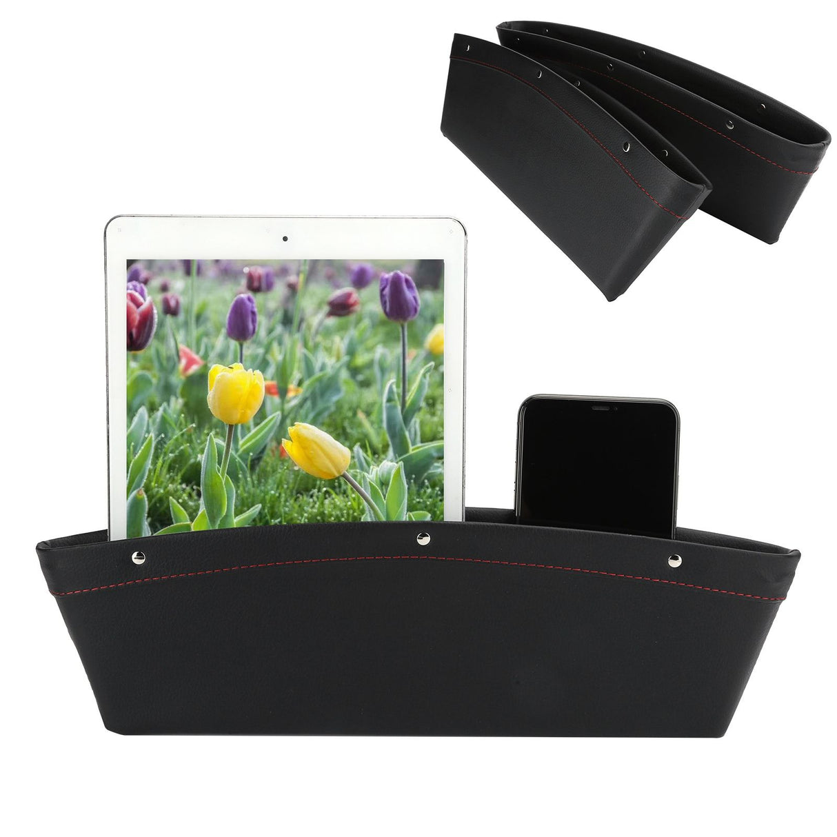 2Pcs Car Seat Slit Organizer Storage Pockets Bag Side Holder for Phone Money Cards KeysBlack