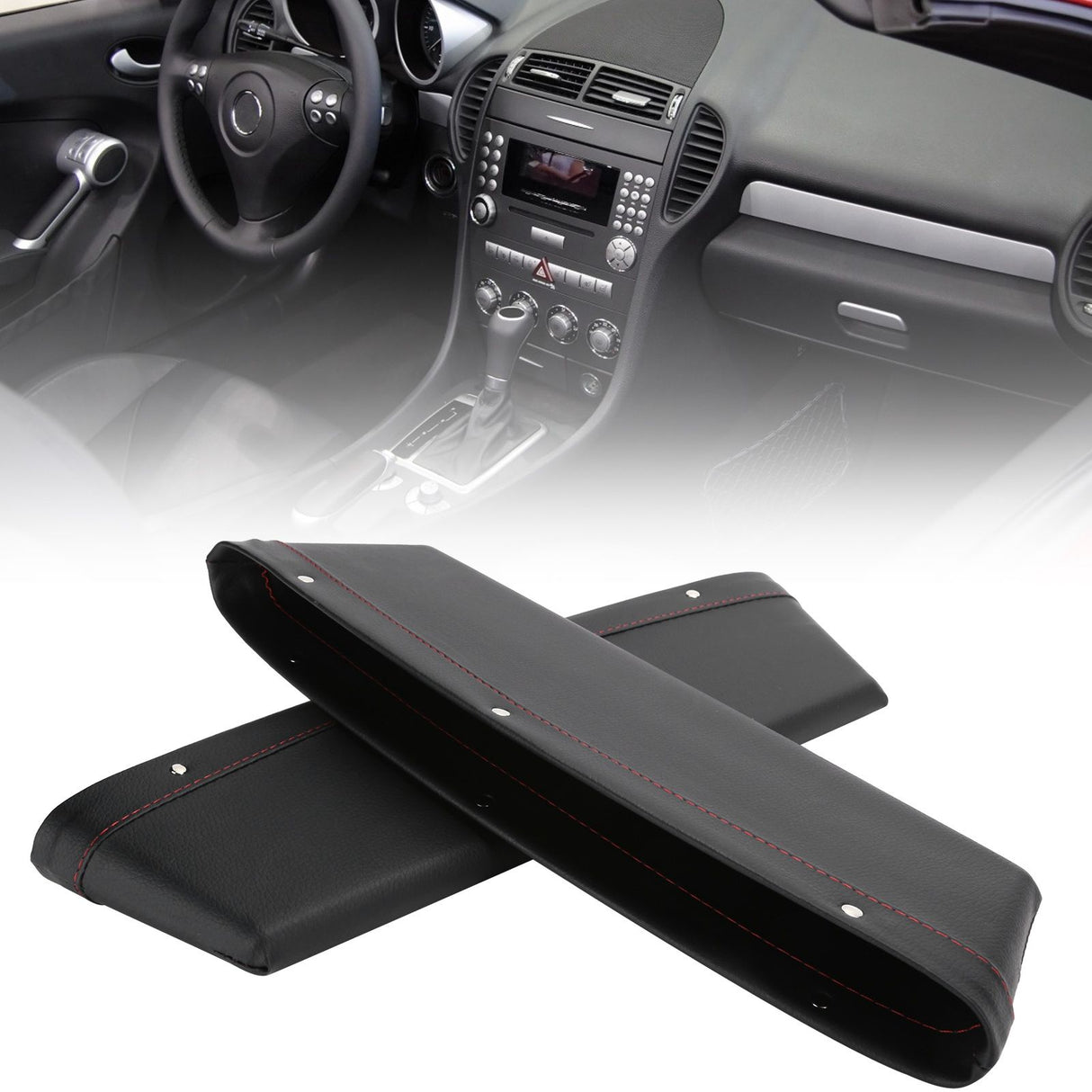2Pcs Car Seat Slit Organizer Storage Pockets Bag Side Holder for Phone Money Cards KeysBlack