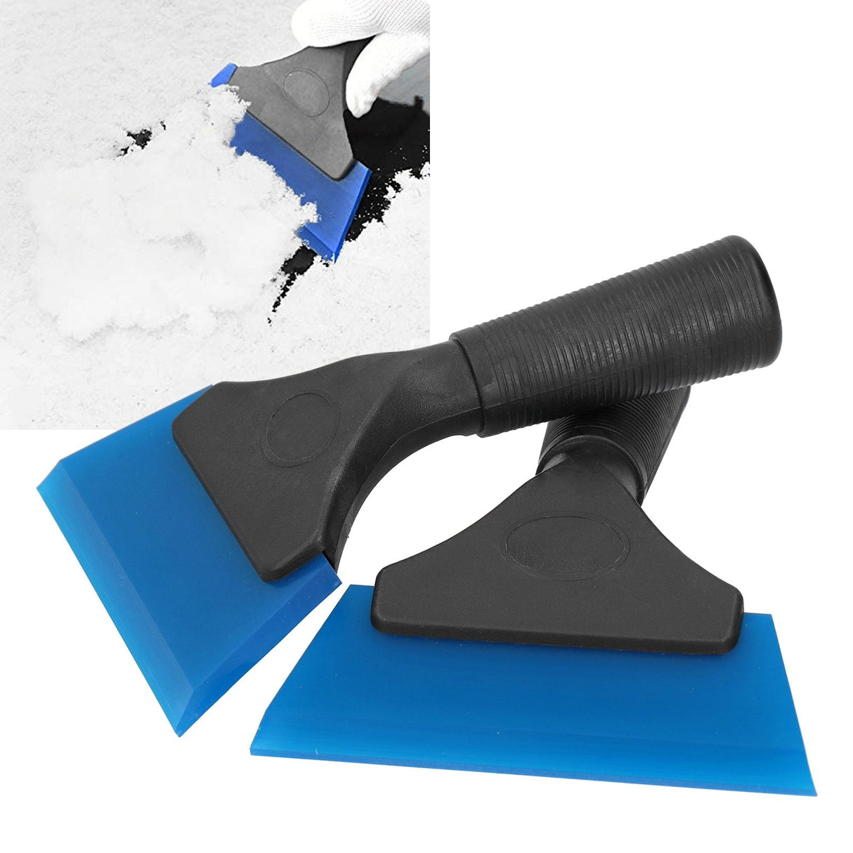 2pcs Car Window Scraper Water Ice Squeegee Snow Shovel NonSlip Handle Glass Cleaning Tool