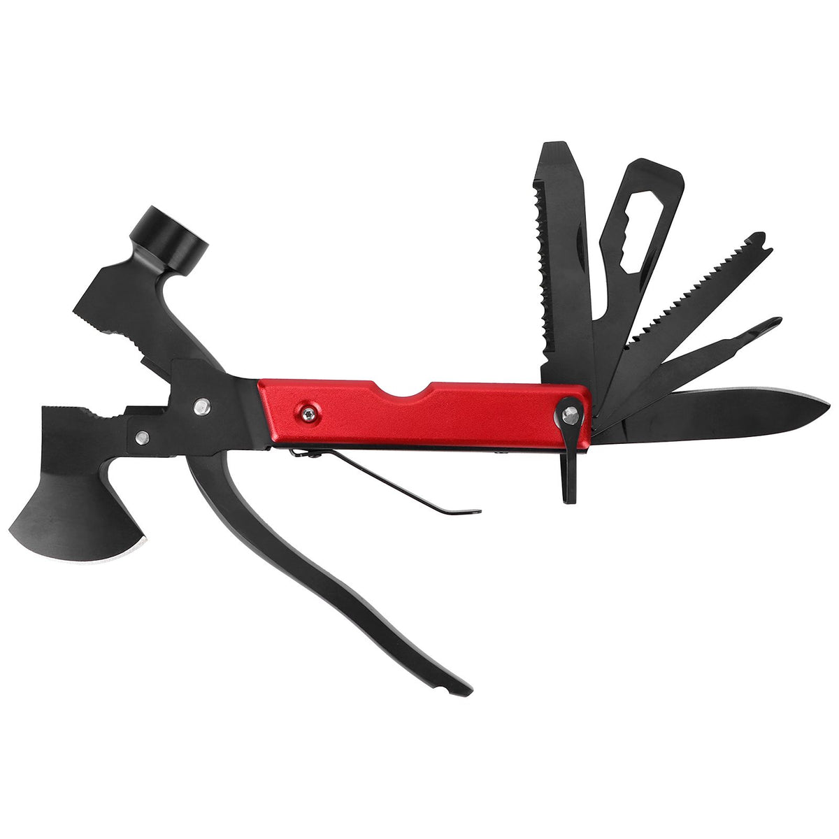 15In1 Axe Hammer MultiFunctional Camping Survival Screwdrivers Pliers Bottle Opener(Red )
