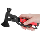 15In1 Axe Hammer MultiFunctional Camping Survival Screwdrivers Pliers Bottle Opener(Red ) - Close-Up Angle