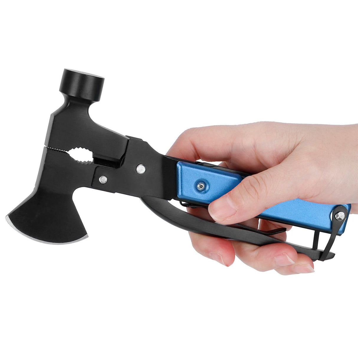 15In1 Axe Hammer MultiFunctional Camping Survival Screwdrivers Pliers Bottle Opener(Blue )