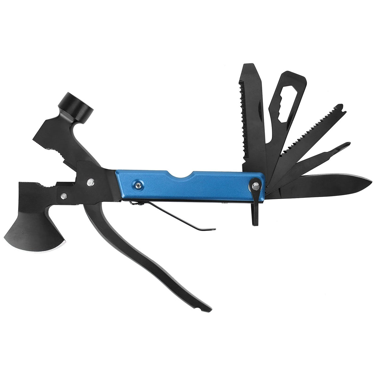 15In1 Axe Hammer MultiFunctional Camping Survival Screwdrivers Pliers Bottle Opener(Blue )