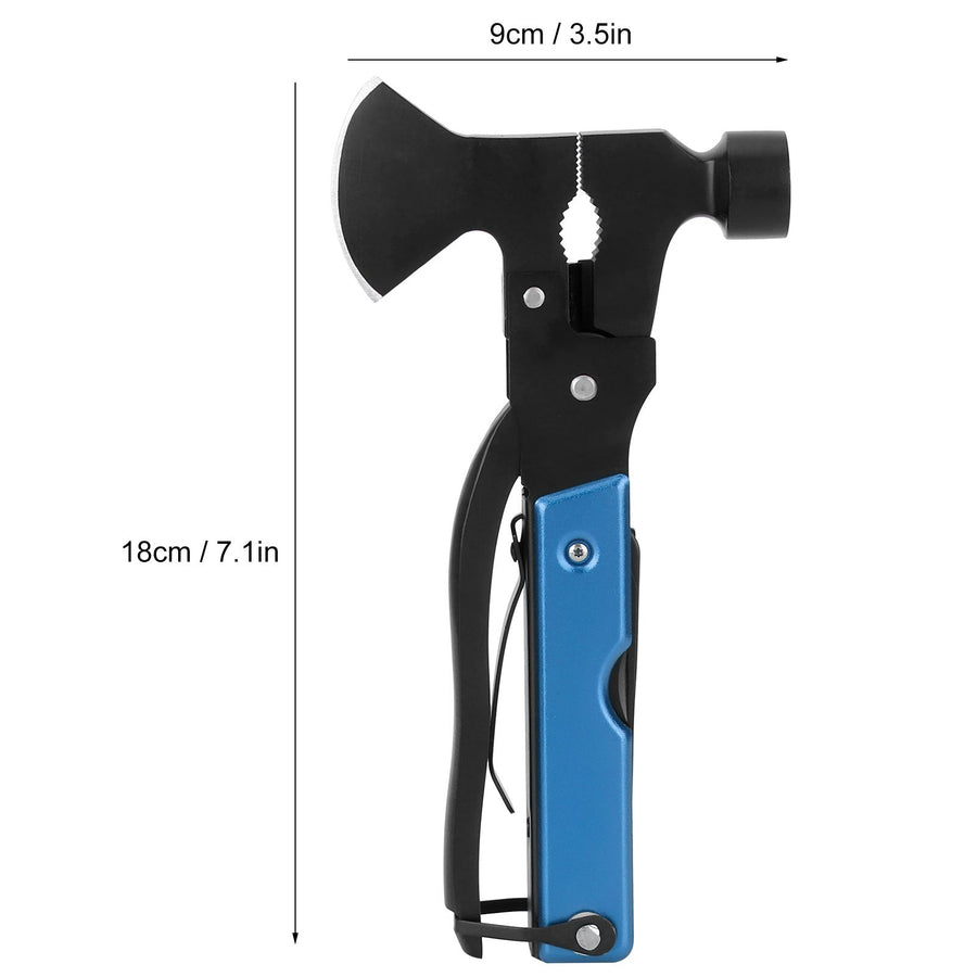 15In1 Axe Hammer MultiFunctional Camping Survival Screwdrivers Pliers Bottle Opener(Blue )