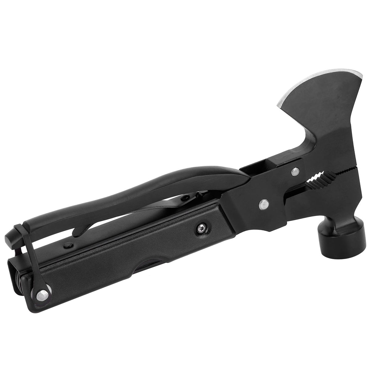15In1 Axe Hammer MultiFunctional Camping Survival Screwdrivers Pliers Bottle Opener(Black )