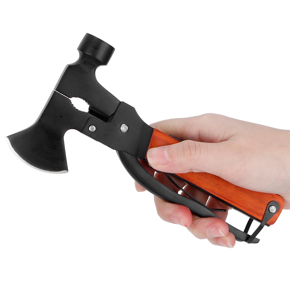 15In1 Axe Hammer MultiFunctional Camping Survival Screwdrivers Pliers Bottle Opener(Wood Grain )