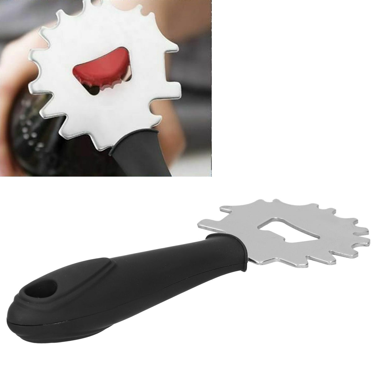 Stainless Steel BBQ Grill Scraper Barbecue Cleaner Tool Bristle Free with Beer Bottle Opener