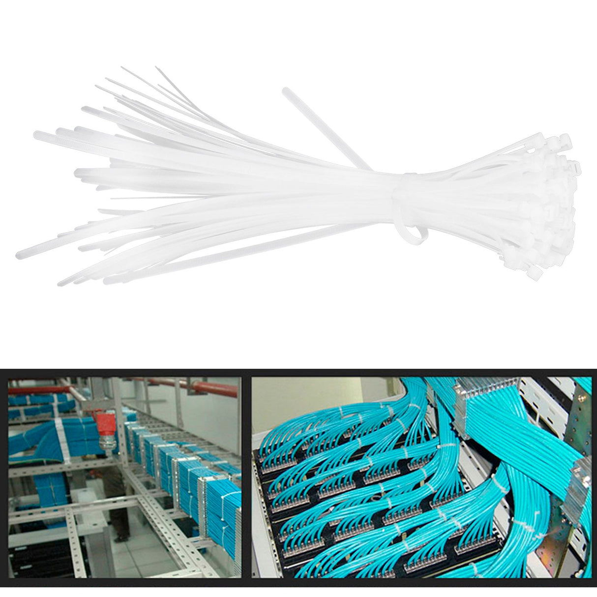 100Pcs Cable Ties Multiple Use Fastener Thick Thin Nylon Zip Wraps Supplies 8 x 400White