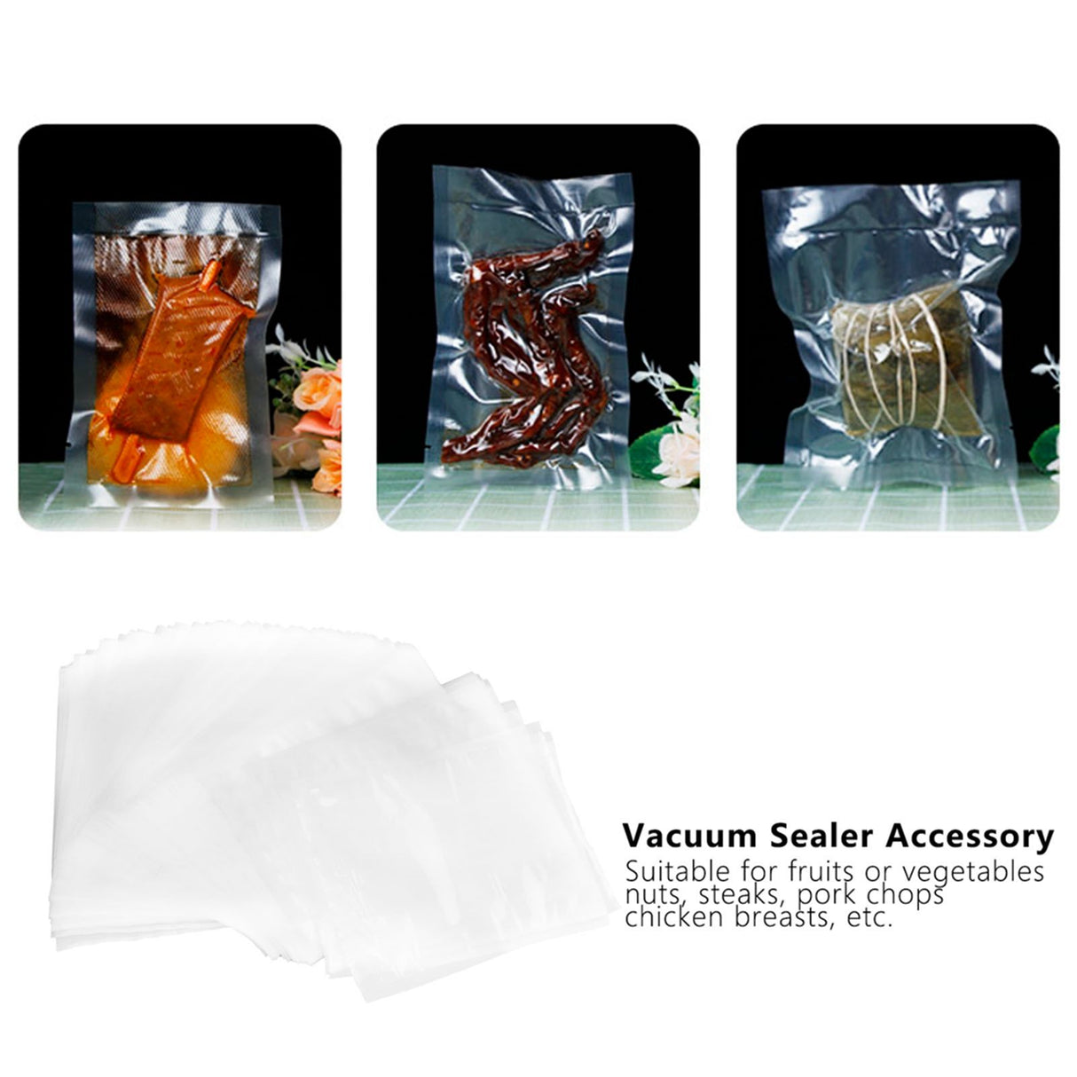 100Pcs Vacuum Sealer Storage Bags Universal Leakproof Food Saving Bag Kitchen Supplies20x25cm