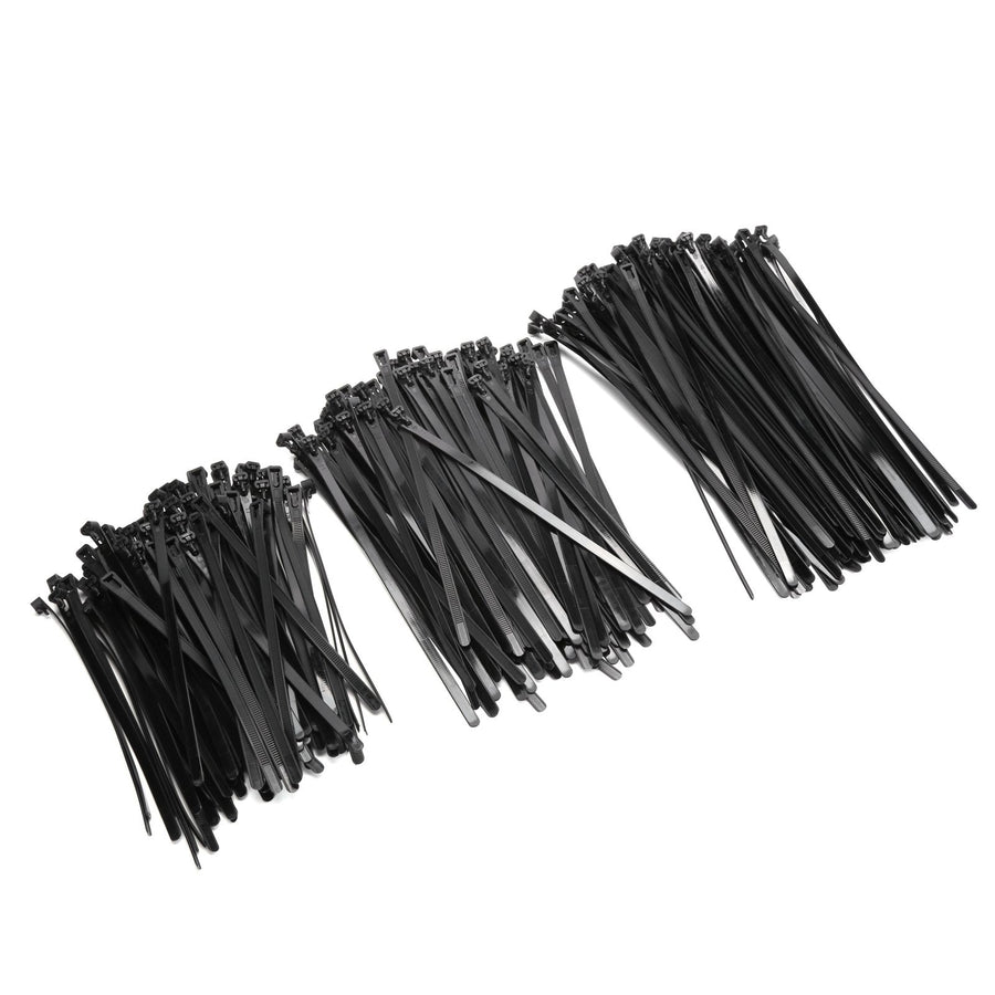 300PCS Cable Ties Multi Size Long Zip Ties for Home Office Garden Fastener SuppliesBlack