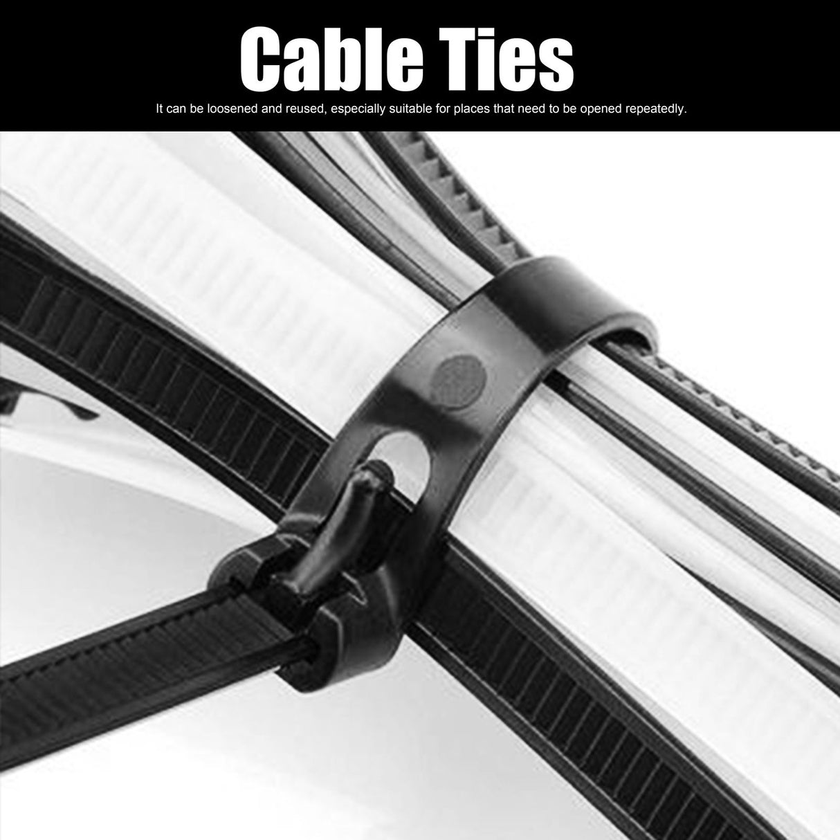 300PCS Cable Ties Multi Size Long Zip Ties for Home Office Garden Fastener SuppliesBlack