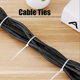 300PCS Cable Ties Multi Size Long Zip Ties for Home Office Garden Fastener SuppliesWhite