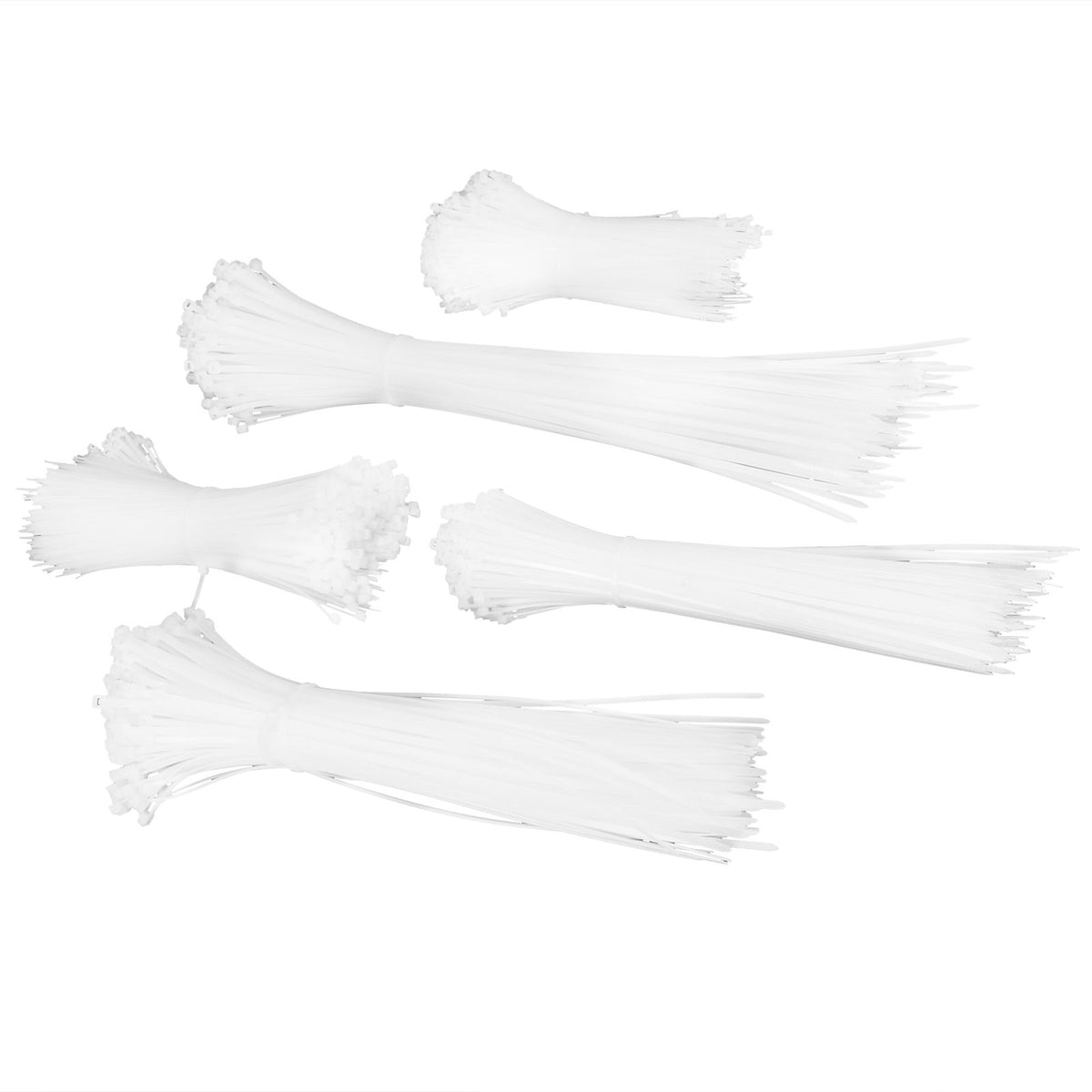 5Packs Cable Ties Zip Wraps Set Disposable Nylon Wire Cord Strap Fastener Fastening OrganizerWhite