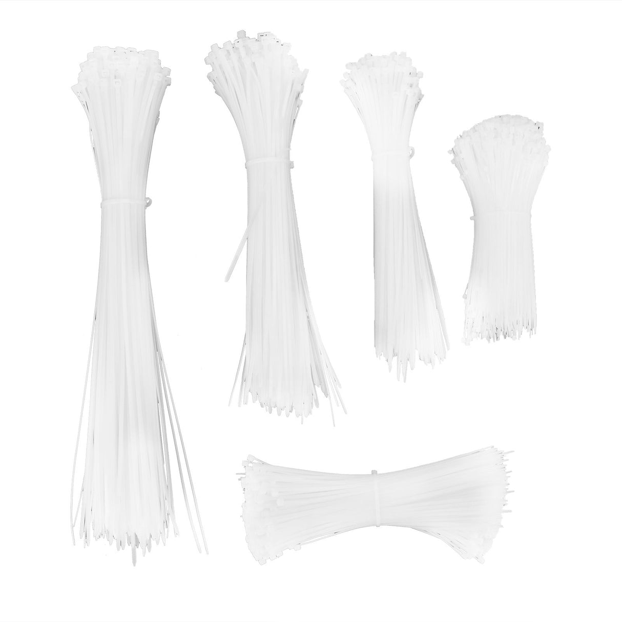 5Packs Cable Ties Zip Wraps Set Disposable Nylon Wire Cord Strap Fastener Fastening OrganizerWhite