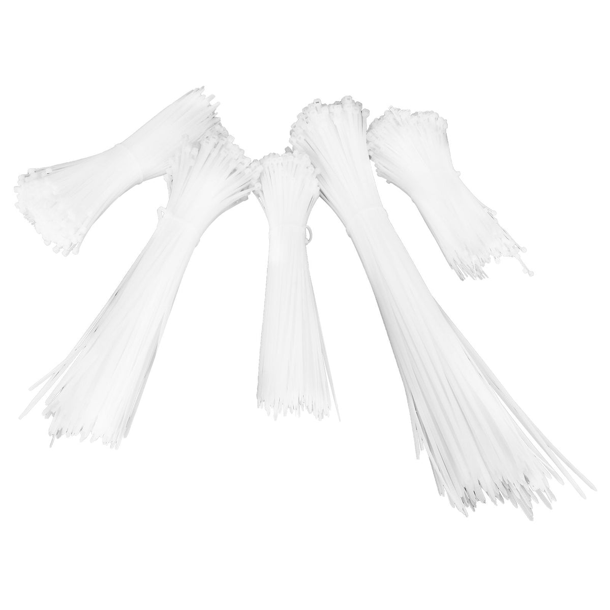 5Packs Cable Ties Zip Wraps Set Disposable Nylon Wire Cord Strap Fastener Fastening OrganizerWhite