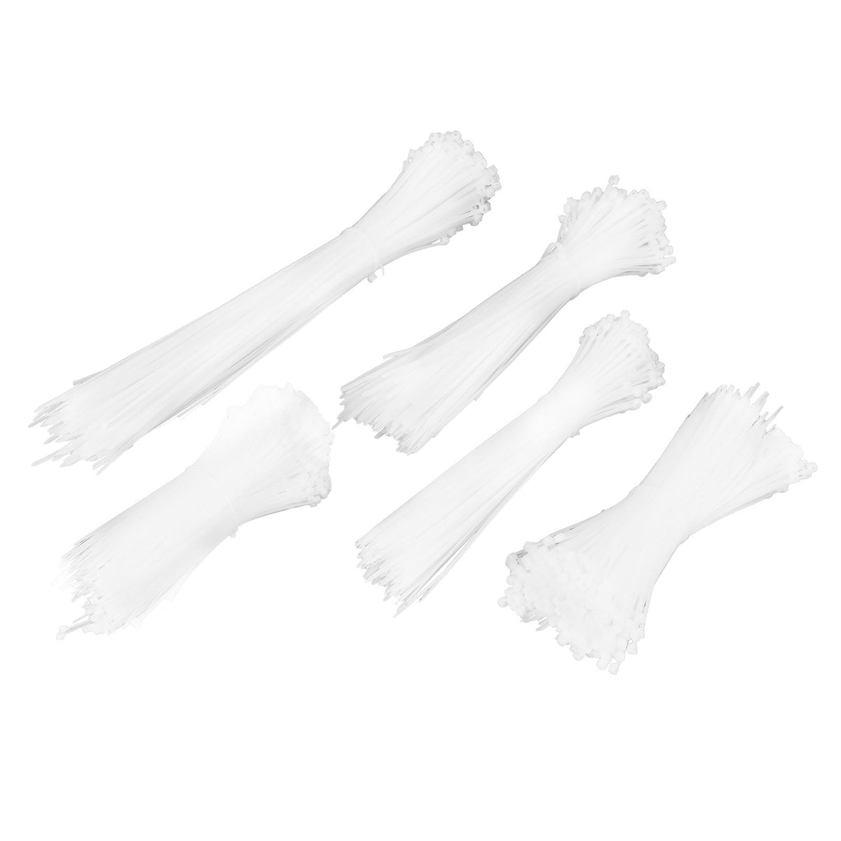 5Packs Cable Ties Zip Wraps Set Disposable Nylon Wire Cord Strap Fastener Fastening OrganizerWhite