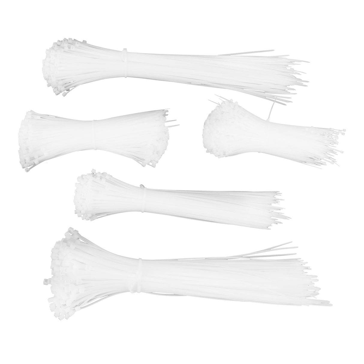 5Packs Cable Ties Zip Wraps Set Disposable Nylon Wire Cord Strap Fastener Fastening OrganizerWhite