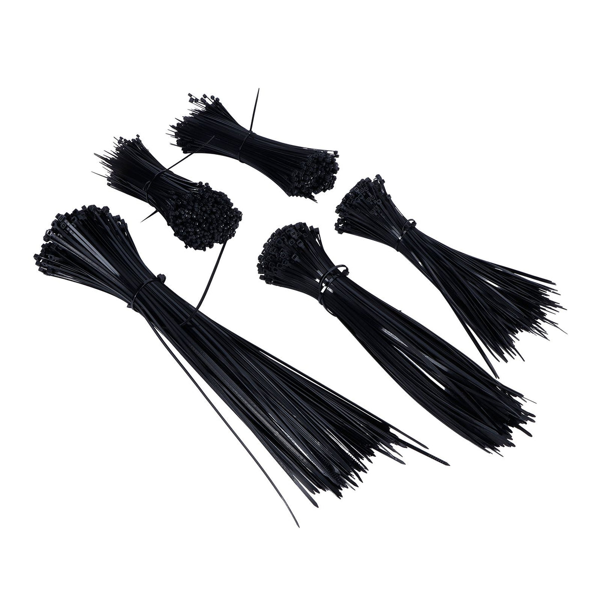 5Packs Cable Ties Zip Wraps Set Disposable Nylon Wire Cord Strap Fastener Fastening OrganizerBlack