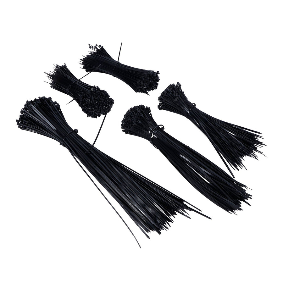 5Packs Cable Ties Zip Wraps Set Disposable Nylon Wire Cord Strap Fastener Fastening OrganizerBlack