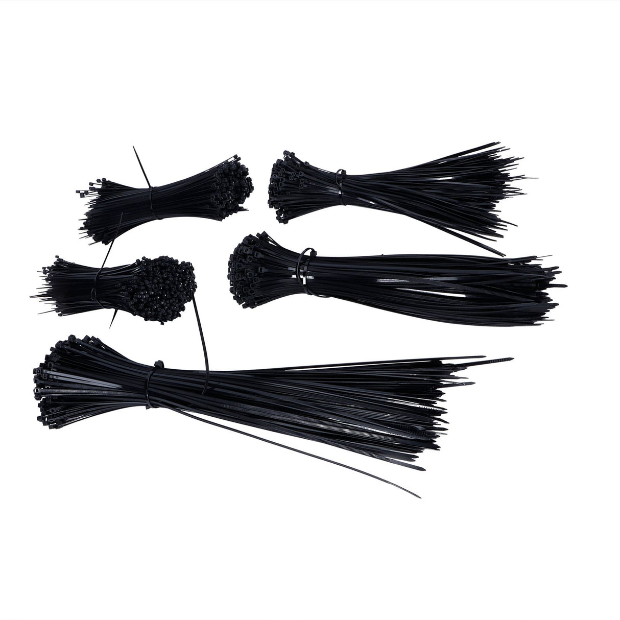 5Packs Cable Ties Zip Wraps Set Disposable Nylon Wire Cord Strap Fastener Fastening OrganizerBlack